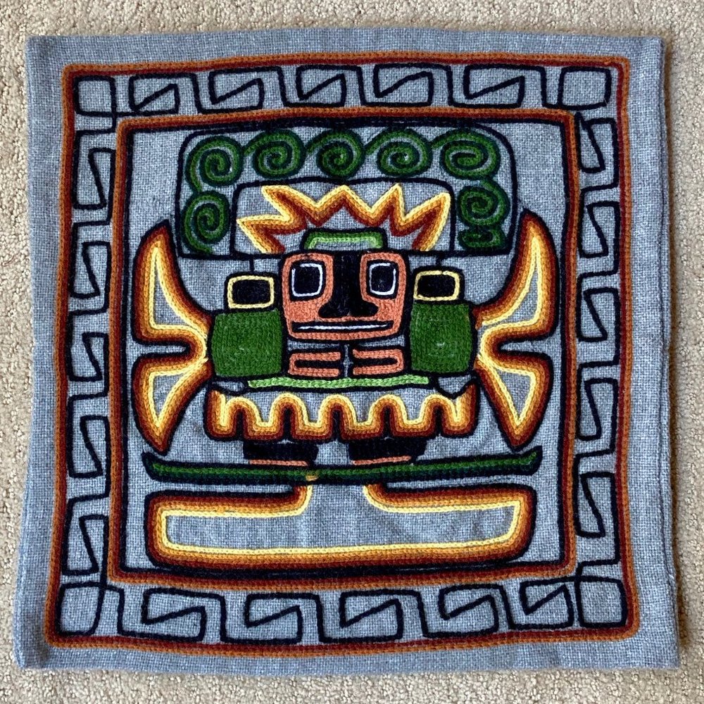 2 Decorative Embroidered Pillow Cases. Pachamama/Pachapapa. Made in Peru.